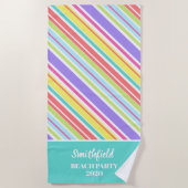 Serviette De Plage Bandes multicolores personnalisées (Devant)