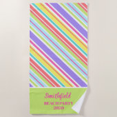 Serviette De Plage Bandes multicolores personnalisées (Devant)