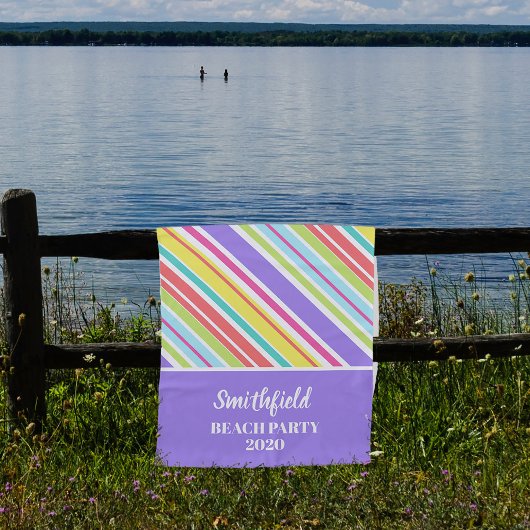 Serviette De Plage Bandes multicolores personnalisées