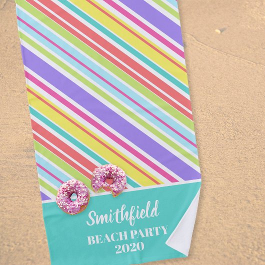Serviette De Plage Bandes multicolores personnalisées