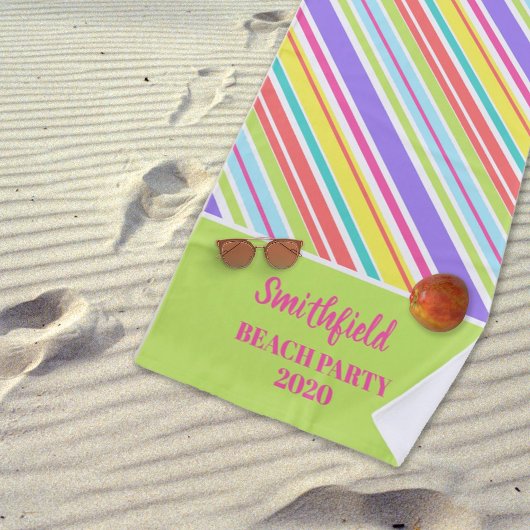 Serviette De Plage Bandes multicolores personnalisées