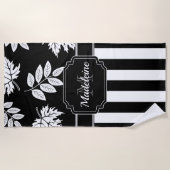 Serviette De Plage Bandes noires et blanches (Devant)