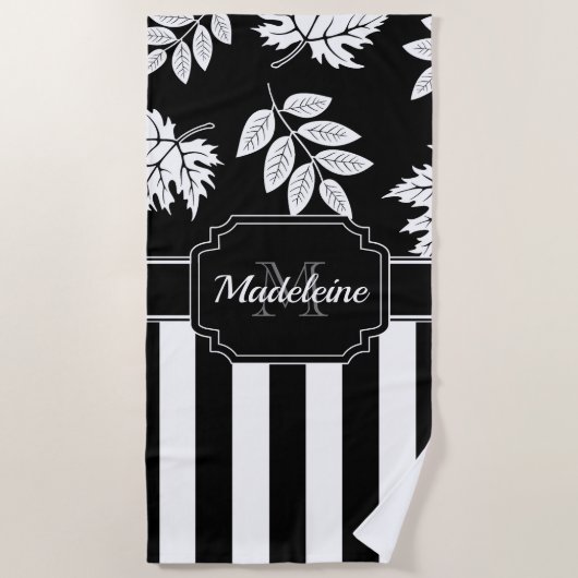 Serviette De Plage Bandes noires et blanches (Devant)
