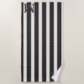 Serviette De Plage Bandes noires et blanches Dramatiques 3-D Monogram (Devant)