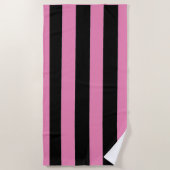 Serviette De Plage Bandes noires et roses (Devant)