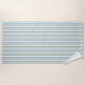 Serviette De Plage Bandes pastel bleues, blanches et bleues (Devant)