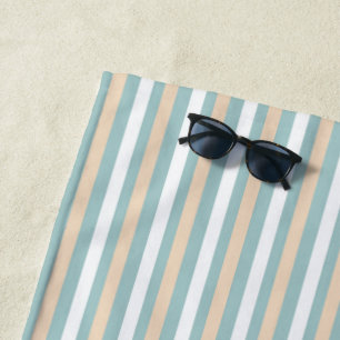 Serviette De Plage Bandes pastel bleues, blanches et bleues
