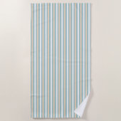 Serviette De Plage Bandes pastel bleues, blanches et bleues (Devant)