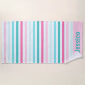 Serviette De Plage Bandes Pastel personnalisées (Devant)