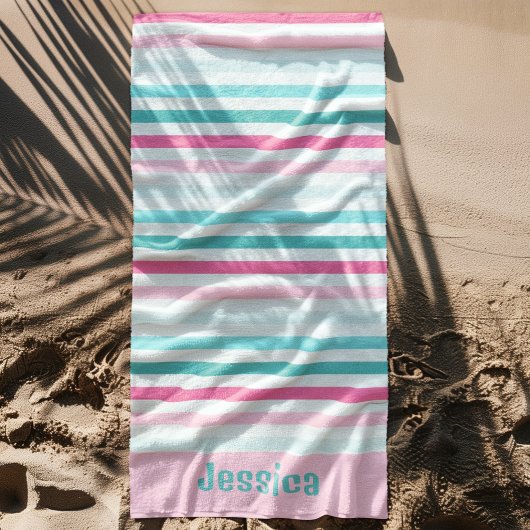 Serviette De Plage Bandes Pastel personnalisées