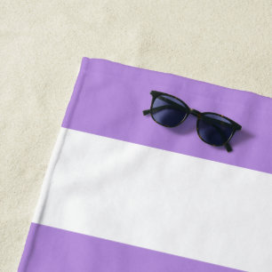 Serviette De Plage Bandes pourpres, Blancs, Motif rayé