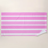 Serviette De Plage Bandes roses et blanches (Devant)