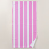 Serviette De Plage Bandes roses et blanches (Devant)