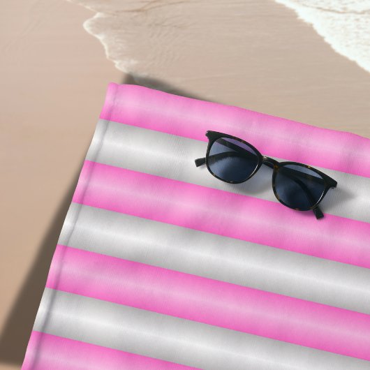 Serviette De Plage Bandes roses néon modernes avec effet 3D