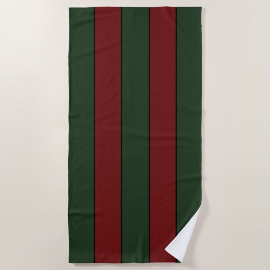 Serviette De Plage Bandes Rouges Et Vertes De Noël Classiques (Devant)