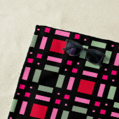 Serviette De Plage Bandes rouges rouges rouges vertes géométriques (En situation)