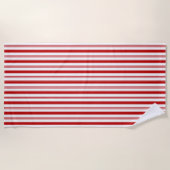 Serviette De Plage Bandes verticales rouges et blanches (Devant)