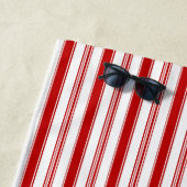 Serviette De Plage Bandes verticales rouges et blanches (En situation)