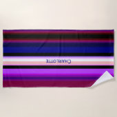 Serviette De Plage Bandes verticales violettes multicolores (Devant)