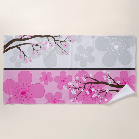 Serviette De Plage Bannières de fleurs de cerisier (Devant)