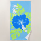 Serviette De Plage Banzai Beach Hibiscus hawaïen Floral - Bleu (Devant)