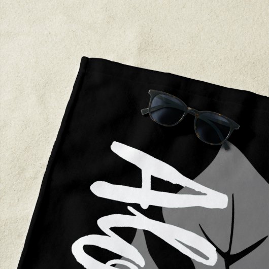 Serviette De Plage Banzai Beach Hibiscus hawaïen Floral - Noir (En situation)