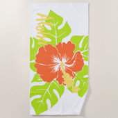 Serviette De Plage Banzai Beach Hibiscus hawaïen Floral - Papaya (Devant)