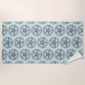 Serviette De Plage Baphomet Pentagram Bleu Satanique (Devant)