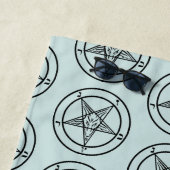Serviette De Plage Baphomet Pentagram Bleu Satanique (En situation)