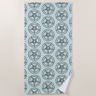 Serviette De Plage Baphomet Pentagram Bleu Satanique