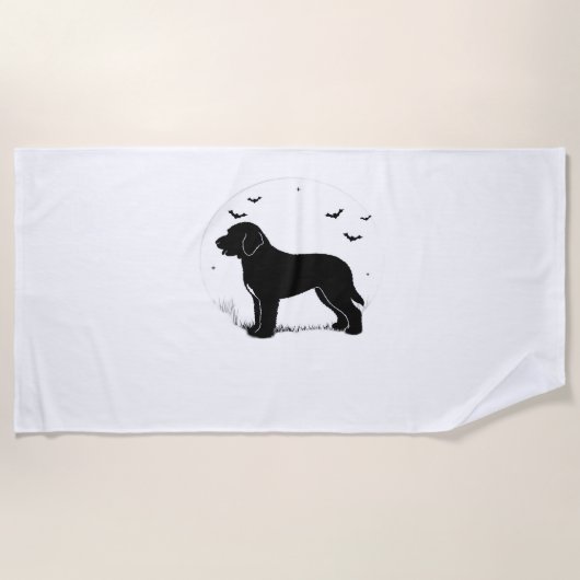 Serviette De Plage Barbet Chien - Halloween Lune Silhouette surdimens (Devant)