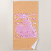 Serviette De Plage Barcelona Travel Art, Espagne, Orange, Rose (Devant)
