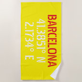 Serviette De Plage Barcelone Espagne Latitude et Longitude (Devant)