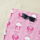 Serviette De Plage Baroque Crâne Motif rose (En situation)