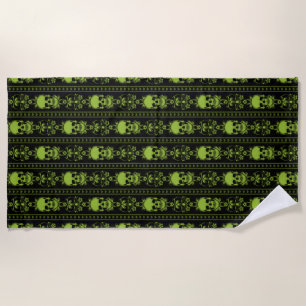 Serviette De Plage Baroque Crâne Motif vert