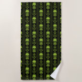 Serviette De Plage Baroque Crâne Motif vert (Devant)