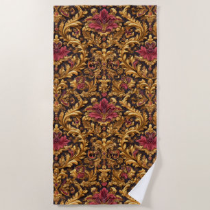Serviette De Plage Baroque Floral Royal avec Ornement Doré