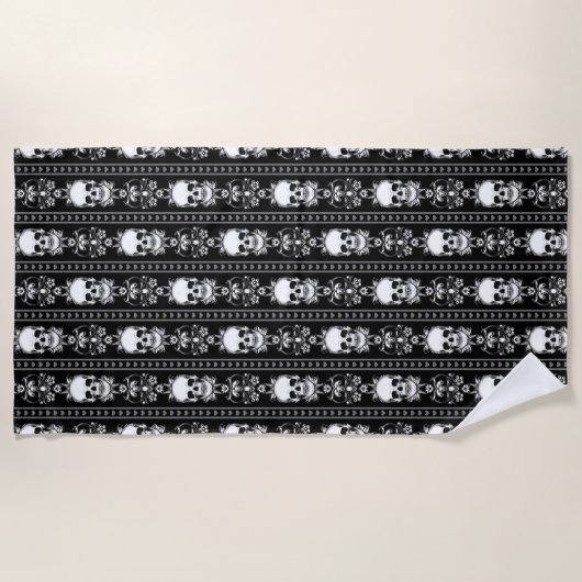 Serviette De Plage Baroque Gothique Stripe crâne (Devant)