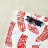 Serviette De Plage Bas nordiques Rouge Blanc (En situation)