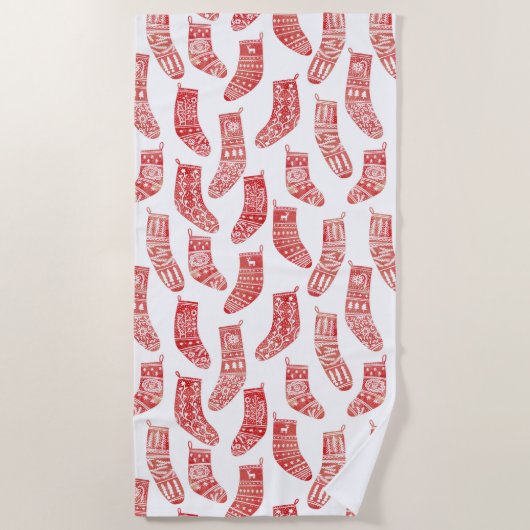 Serviette De Plage Bas nordiques Rouge Blanc (Devant)