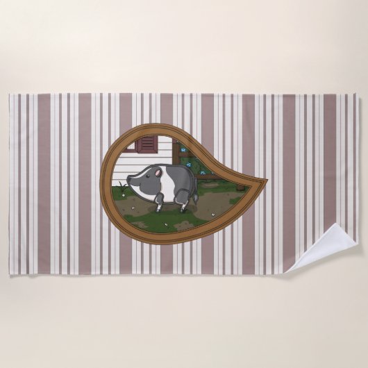Serviette de plage Basil le cochon (Devant)