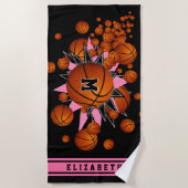 Serviette De Plage basket-ball stars filles nom monogrammed (Devant)
