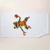 Serviette de plage Basketball Frog blanche (Devant)