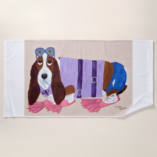 Serviette De Plage Basset Hound à nageoires (Devant)