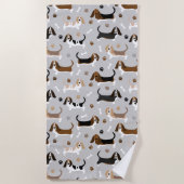 Serviette De Plage Basset Hound Chig Bones and Paws (Devant)