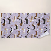 Serviette De Plage Basset Hound Chig Bones et Paws Beach Towne (Devant)