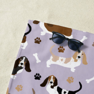 Serviette De Plage Basset Hound Chig Bones et Paws Beach Towne