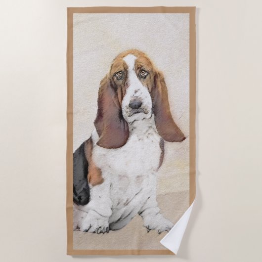 Serviette De Plage Basset Hound Peinture - Cute Original Chien Art (Devant)