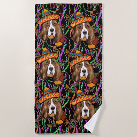 SERVIETTE DE PLAGE BASSETHOUND (Devant)