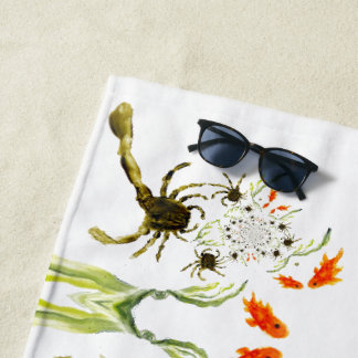 Serviette De Plage Bassin de Roche Drôles de Crabes Poissons Bord de